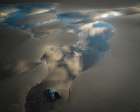USA, New Jersey, Cape May National Seashore. Cloud reflection in beach water at sunset. Coastal Print